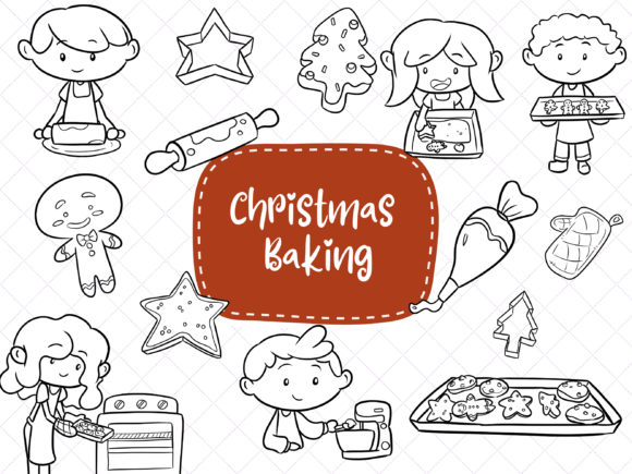 Christmas Baking Digital Stamps: Festive Illustrations