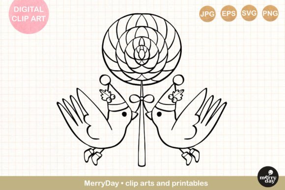 Christmas Birds Line Art: Festive Illustrations