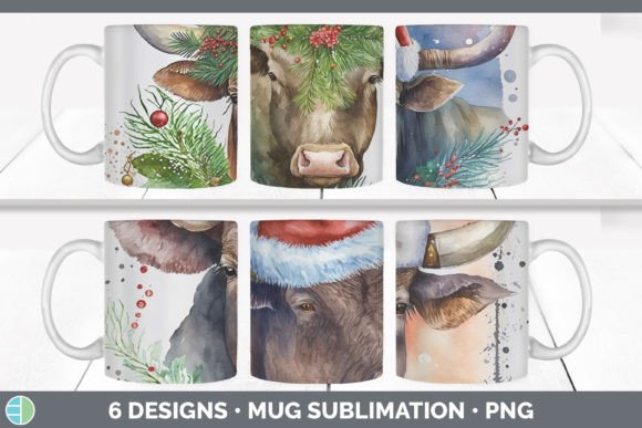 Christmas Bull Mug Sublimation Coffee Illustrations Review