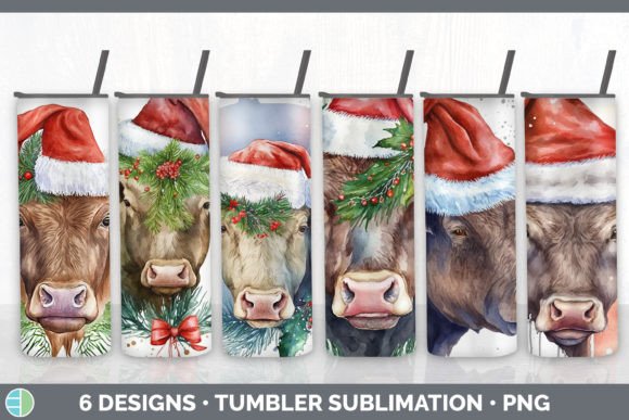Christmas Bull Tumbler Sublimation Bundl: Illustrations