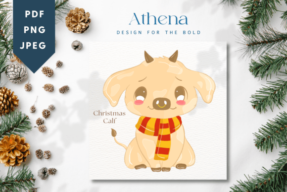 Christmas Calf Cute Baby Animal: Fresh Illustrations