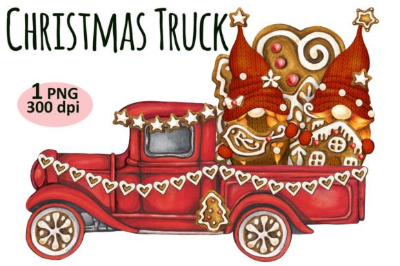 Christmas Cookie Gnome Truck Clipart PNG Review