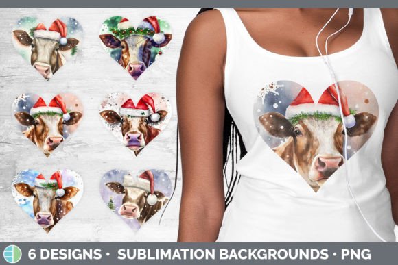 Christmas Cow Hearts: Festive Illustrations for Brands