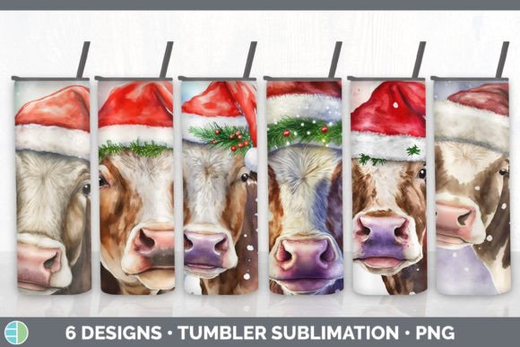 Christmas Cow Tumbler Bundle: Festive Illustrations