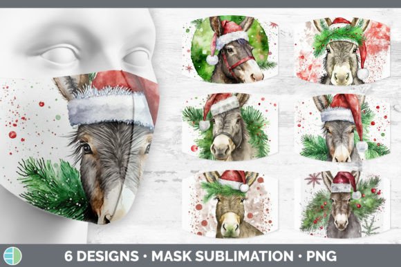 Christmas Donkey Mask Sublimation Bund: Fresh Illustrations