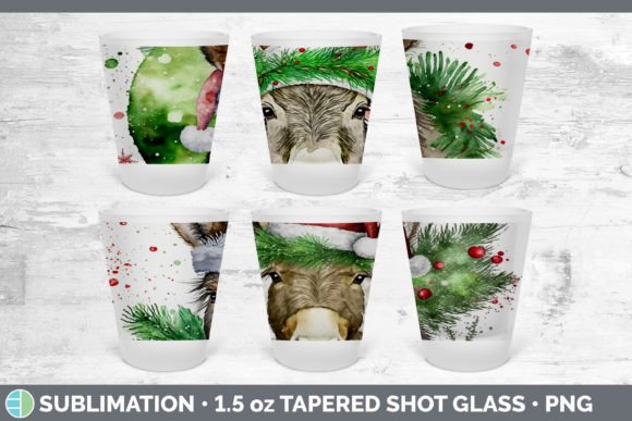 Christmas Donkey Shot Glass Sublimation Illustrations Review