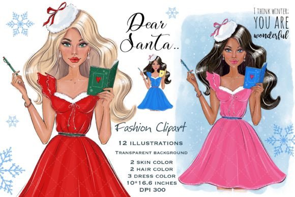 Christmas Girl Clipart: Premium Illustrations for Branding