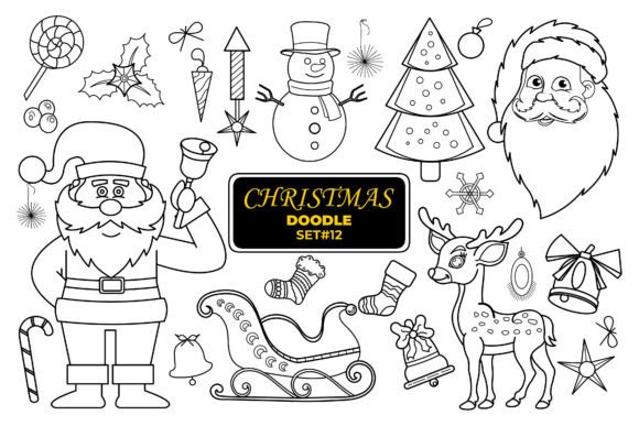 Christmas Hand Drawn Doodle Set- 12: Festive Illustrations