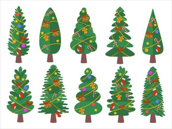 Christmas Pine Tree with Ornaments: Top Illustrations