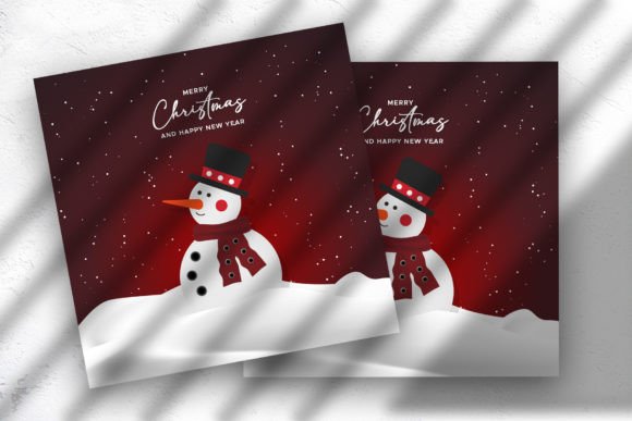 Christmas Snowman in Red Background Illustrations Review