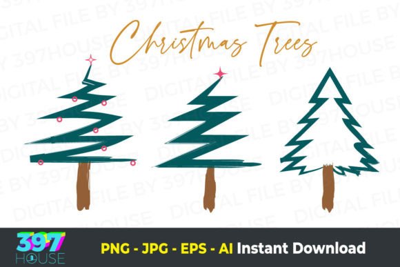 Christmas Trees Set: Festive Illustrations for Branding