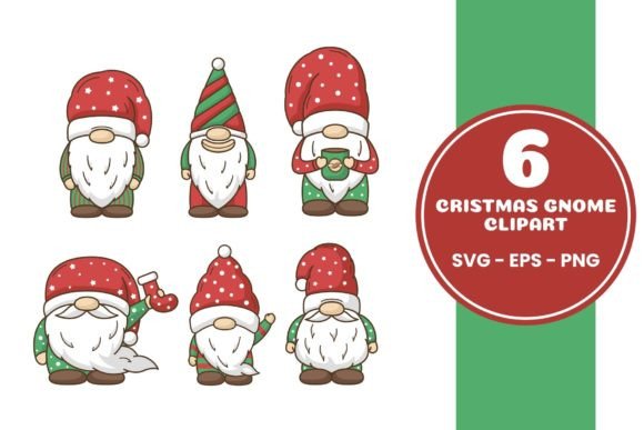 Cute Christmas Gnome Clipart SVG Bundle: Festive Illustrations