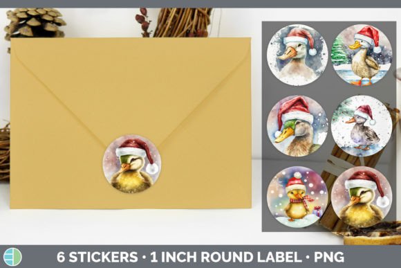 Duck Christmas Stickers: Festive Illustrations for Design