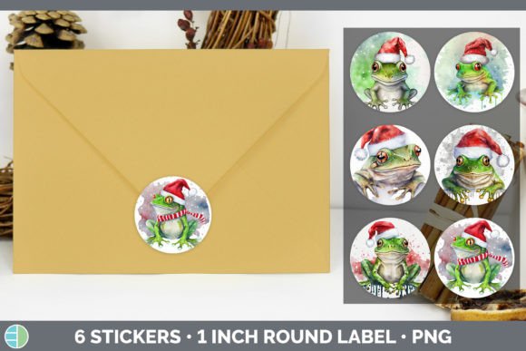 Frog Christmas Stickers: Festive Illustrations for Brands