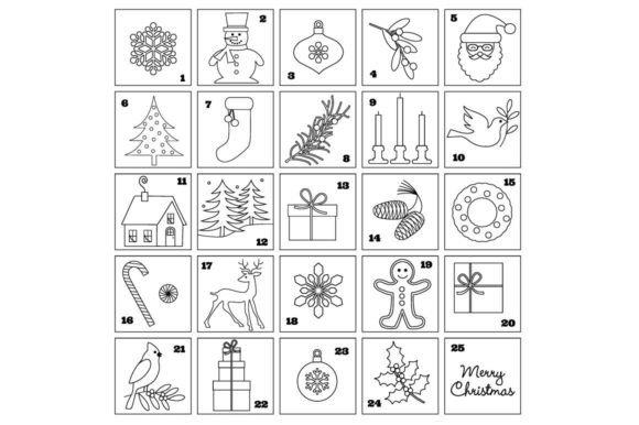 Review: Black Outline Christmas Advent Calendar Design