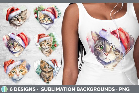 Review: Christmas Cat Heart Distressed Clipart for Stitching