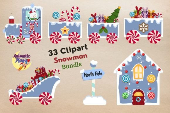 Review: Clipart Snowman Christmas Train Bundle Illustrations