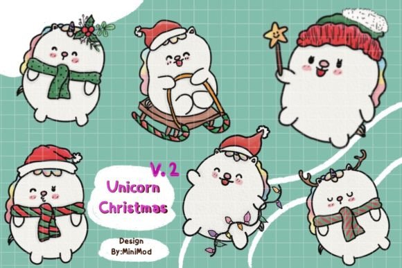 Unicorn Christmas V.2: Fresh Illustrations for Holiday Sales