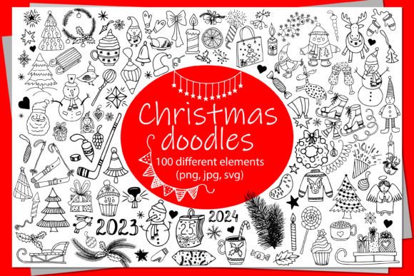 Vector Doodle Christmas Set: Festive Illustrations for Design