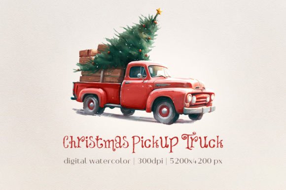 Vintage Pickup, Red Christmas Truck Illustrations Review