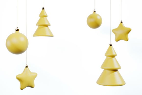 Yellow Christmas Toys 3d Render for Illustrations